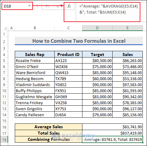 How to Combine Two Formulas in Excel