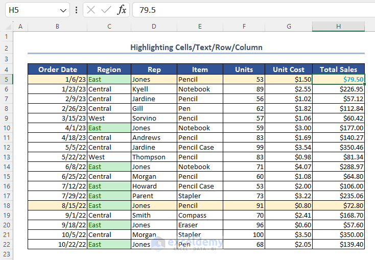 How to Highlight in Excel - 6 Examples - ExcelDemy