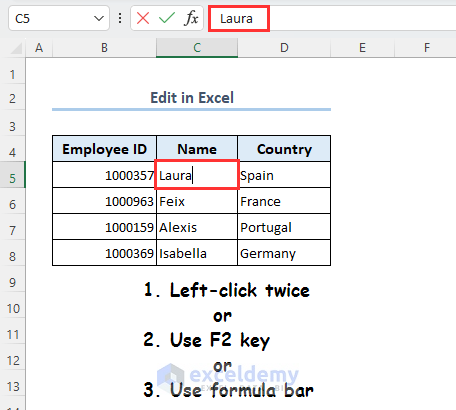 Overview image of Edit in Excel