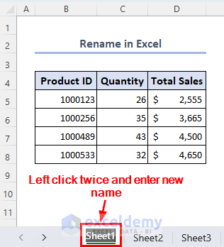 Overview image of Rename in Excel