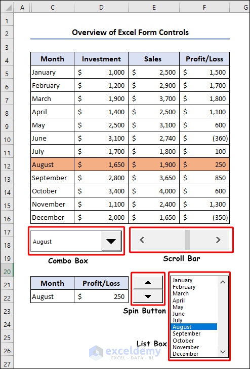 Overview of Excel Form Control