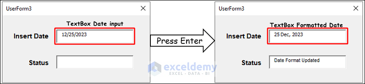 Overview of Excel VBA TextBox format Date