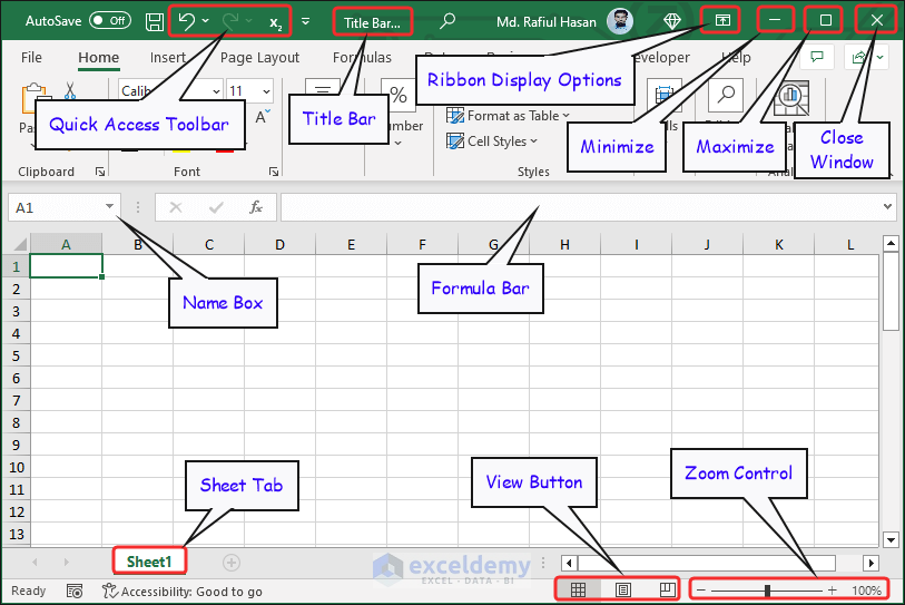 Title Bar in Excel
