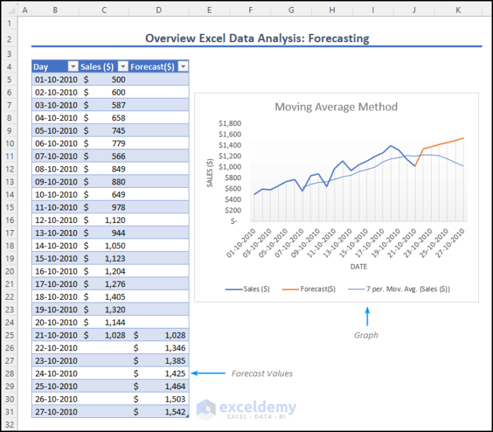 Overview image of Excel data analysis and forecasting