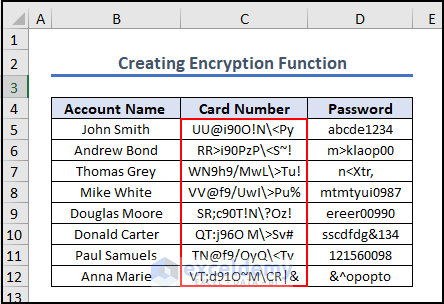 1- overview image of encryption in Excel