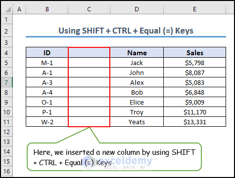 Inserting Columns in Excel - 11 Methods - ExcelDemy