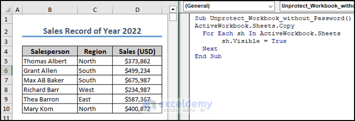 1- overview image of unprotect workbook in Excel