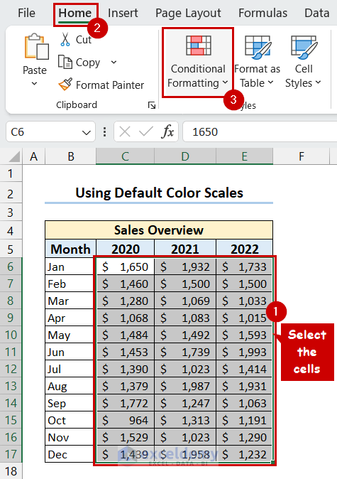 Selecting Conditional Formatting