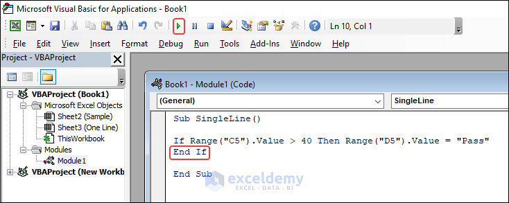 Single Line If Without End If VBA Code
