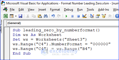VBA Code to Add leading Zero by Number Format