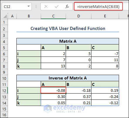 User Defined Function for Inverse Function