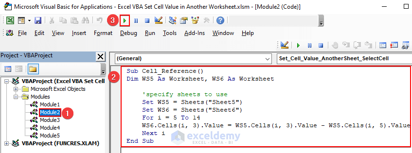 Using Cell Reference to Set Cell Value in Another Worksheet