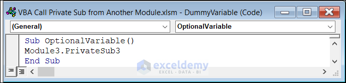 VBA Code to Call Sub with Optional Variables