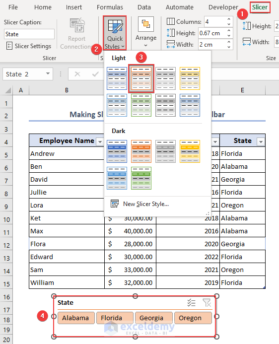 Change slicer style in Excel