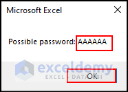 10.5- showed possible password after running the VBA code