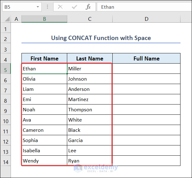Use CONCAT Function with Space