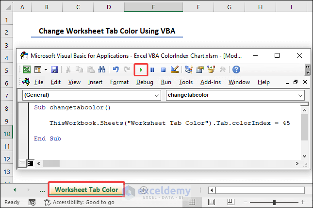 VBA code to change worksheet tab color
