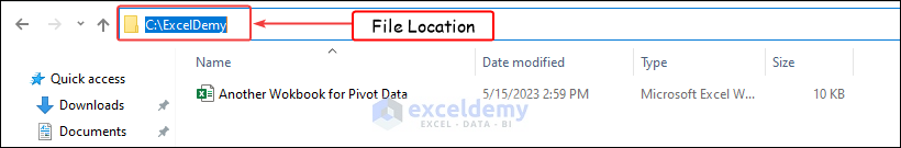file location of another file for pivot data