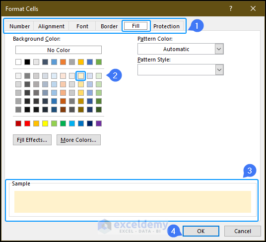 format cells window for custom cell styles