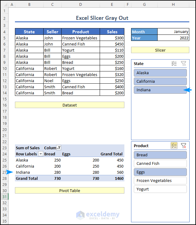 slicer options greyed out a problem in Excel