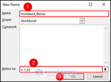 11- specifying value and name in the new name dialog box