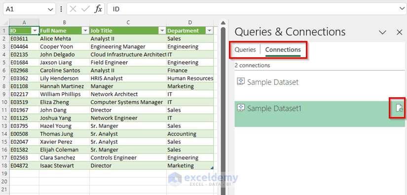 Create Data Connections in Excel