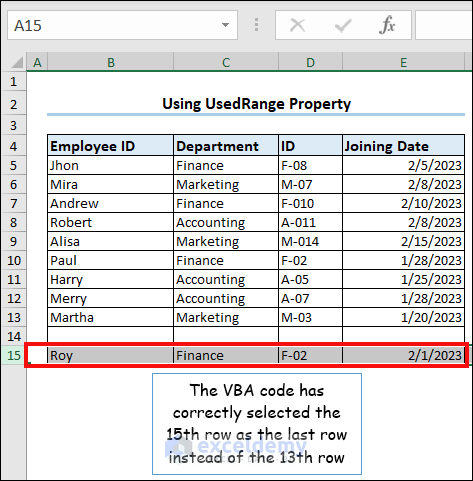 Excel Selects the Correct Last Row in Discontinuous Dataset