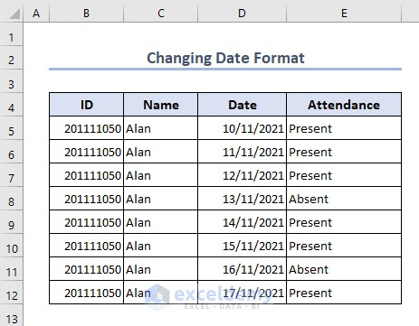 Final output where the date format is (dd-mm-yyyy)