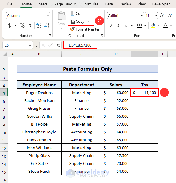 Copying Cell with Formula