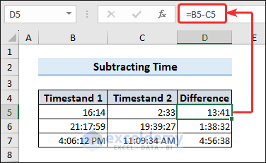 Subtract time in Excel