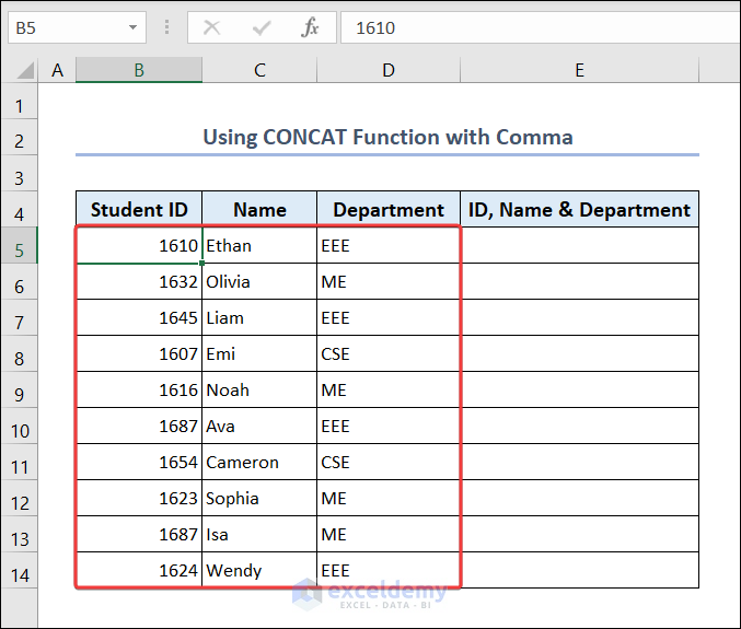 Use CONCAT Function with Comma