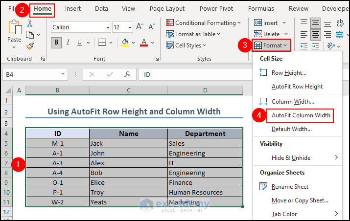 13- selecting autofit column width option from format