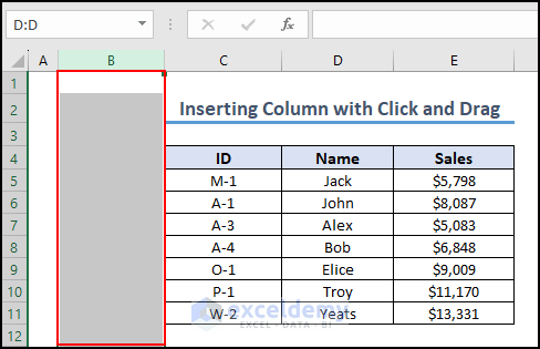 13- things to remember to insert a column with a click and drag
