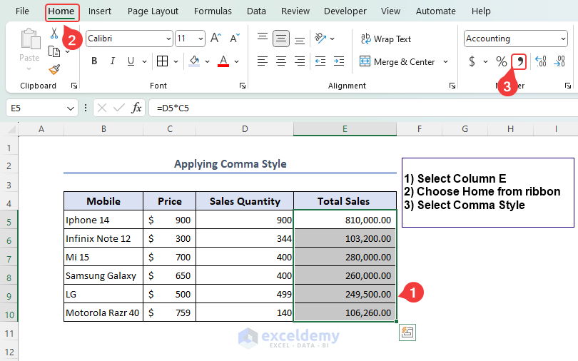 Overview of adding comma in Excel