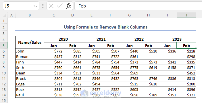 Remove Fully Blanked Columns