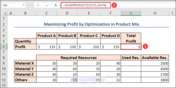 calculating total profit in excel