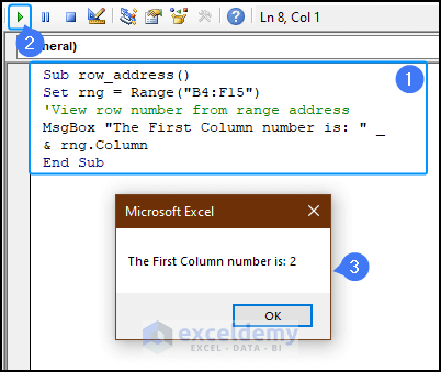 finding column number using Excel vba