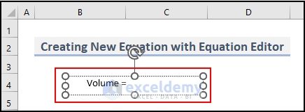 14- typing volume and equation sign in the equation editor