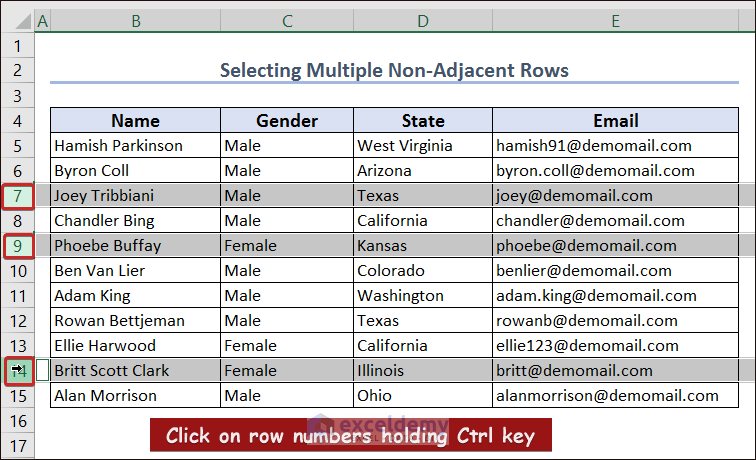 Selecting Multiple Non-Adjacent Rows