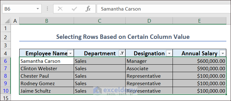 Selecting Rows Based on Certain Column Value