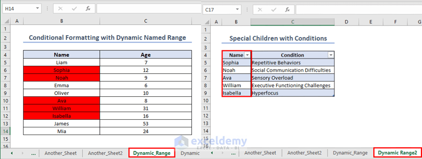 Before Dynamic Entry in Excel Conditional Formatting with Named Range