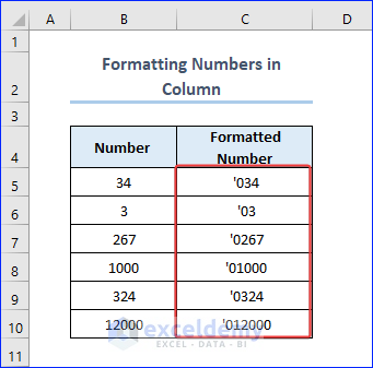 Output after Formatting Data