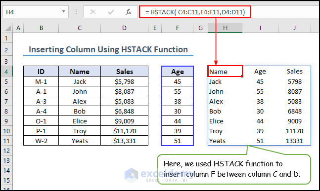 15- inserting a column with HSTACK function