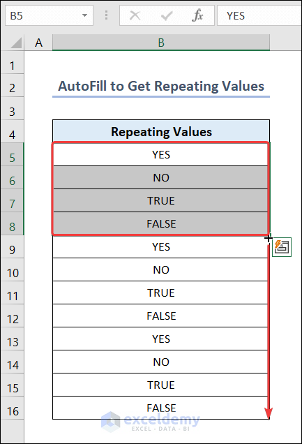 AutoFill to Get Repeating Values