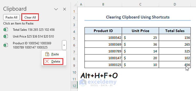 Clearing clipboard using Keyboard Shortcut