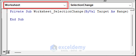 Create SelectionChange Event for the worksheet