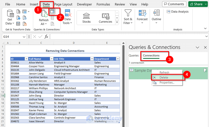 Remove Data Connections from Excel