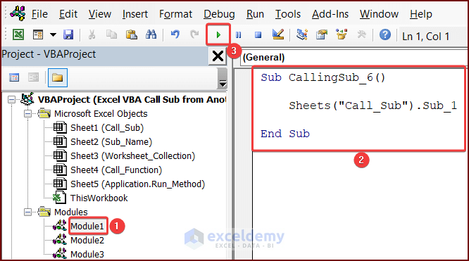 VBA Code to Call Sub from Another Module