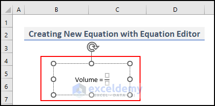 16- equation editor after selecting the stacked fraction