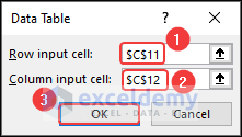 Enter Row and Column Input Cell